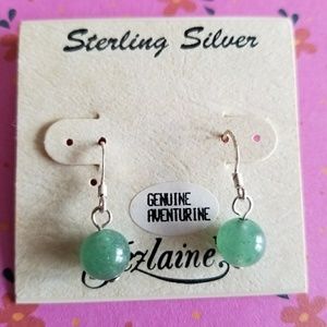 NWT Jezlaine Aventurine earrings 925 silver green